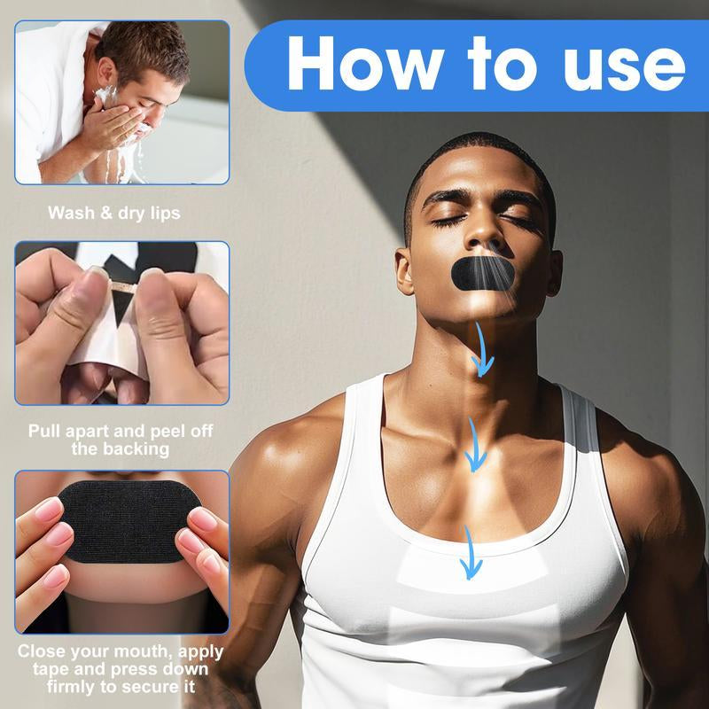 30Pcs Mouth Tape for Sleeping, Hypoallergenic Adhesive Gentle Ultra Breathable Stop Snoring Sleep Tape Sports Accessory Black