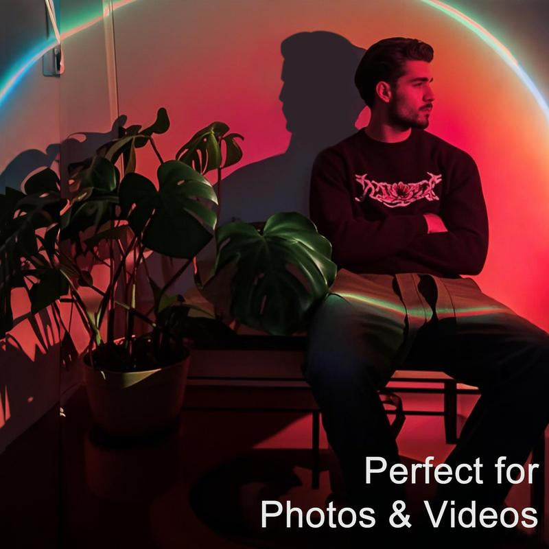 Fall Sunset Lamp Projector Light 180° Adjustable Sunset Mood Lamp, 4 Modes, Remote Control RGB Ambient Night Light for Bedroom, Gaming Room, Live Streaming Photography & Parties Home Wall Decor Party Live Streaming Christmas Gift