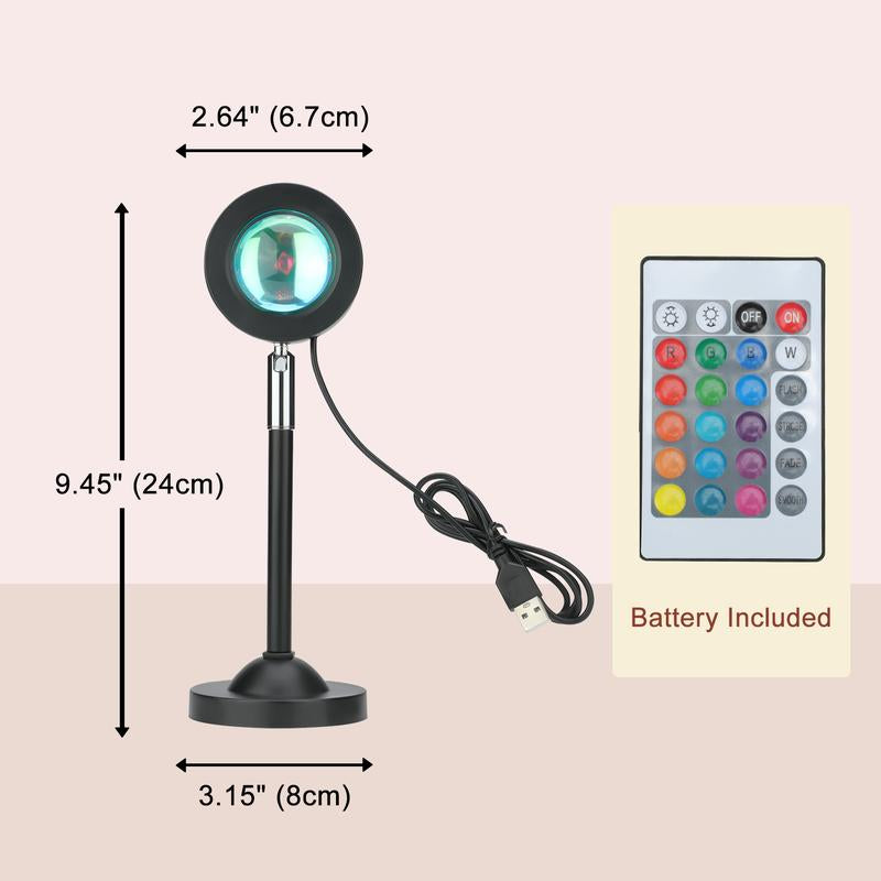 Fall Sunset Lamp Projector Light 180° Adjustable Sunset Mood Lamp, 4 Modes, Remote Control RGB Ambient Night Light for Bedroom, Gaming Room, Live Streaming Photography & Parties Home Wall Decor Party Live Streaming Christmas Gift