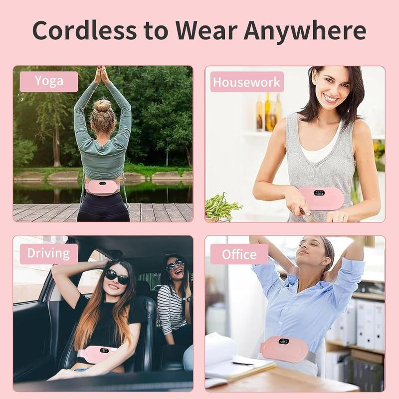 Menstrual Heating Pad: Smart Cordless Uterus Warmer Belt with Electric Waist Massager and Vibration Function